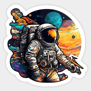 Astronaut in Space Colorful Vibrant Psychedelic Sticker